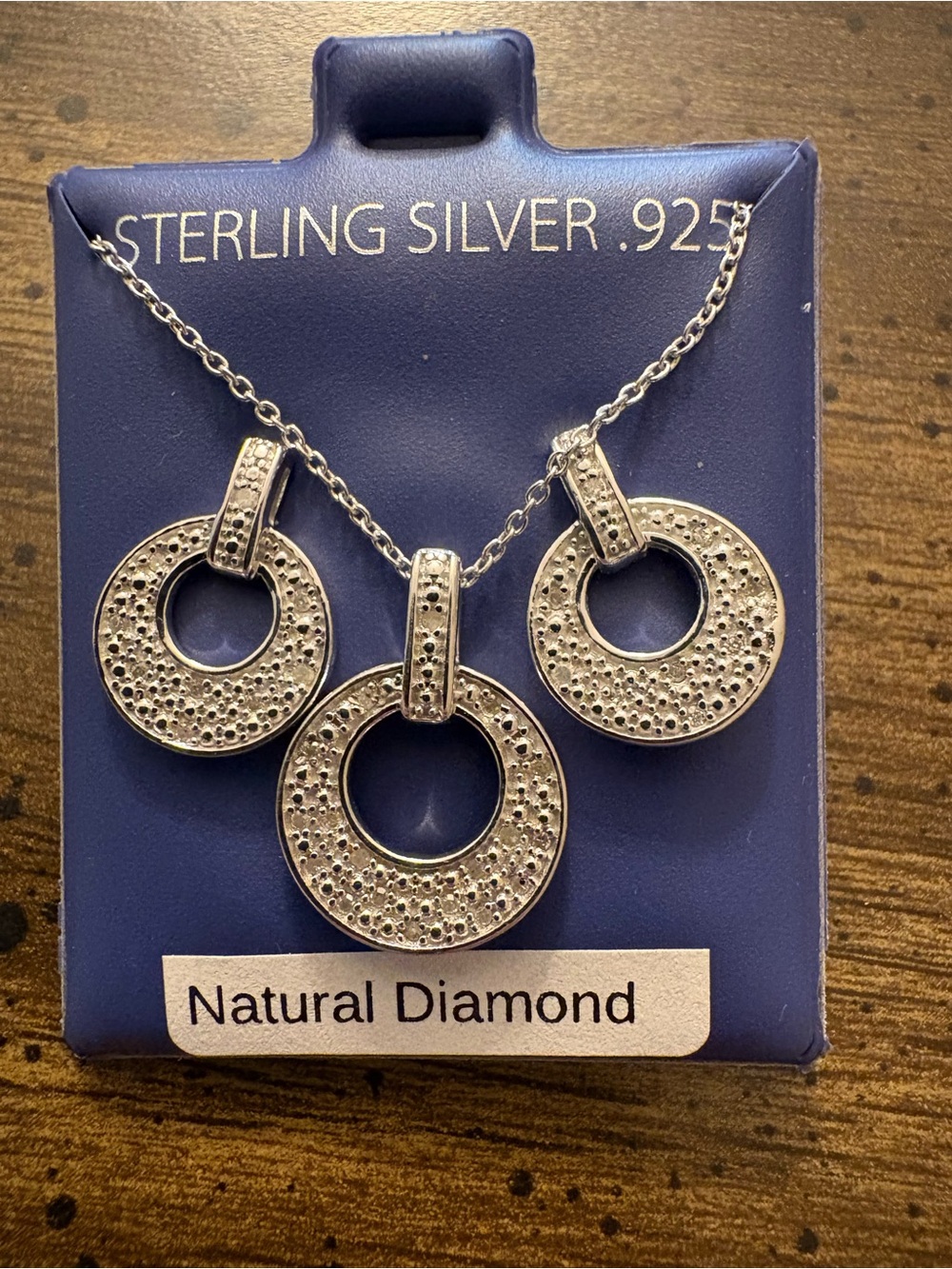 NEW 925 Sterling Silver 0.20 CTW Natural Diamond Necklace Earrings Set